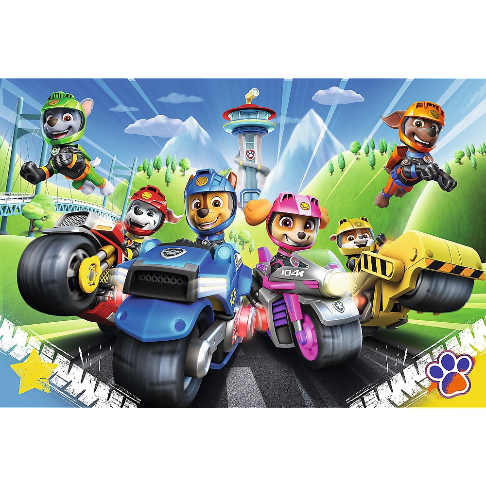 Puzzle Trefl - Paw Patrol, Catelusii pe motociclete, 100 piese - eMAG.ro