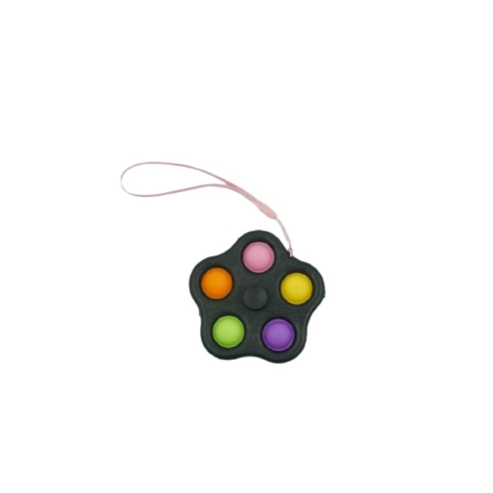 Антистрес играчка проста трапчинка fidget toy spinner с 5 точки, 8 см, многоцветен/черен