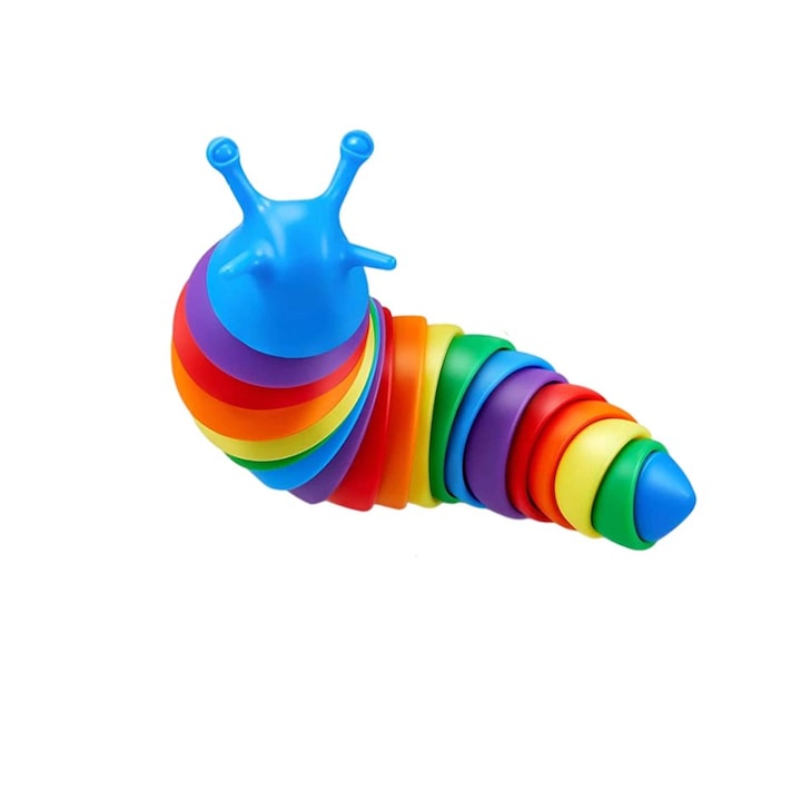 Flippy Fidget stresszoldó csiga játék, gyerekeknek, csuklós, fényekkel, 19 cm, színes