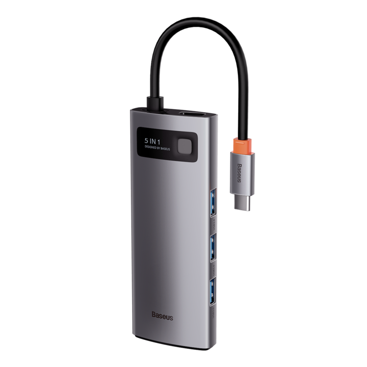 Адаптер 5w1 Baseus Hub USB-C на 3x USB 3.0 + HDMI + USB-C PD