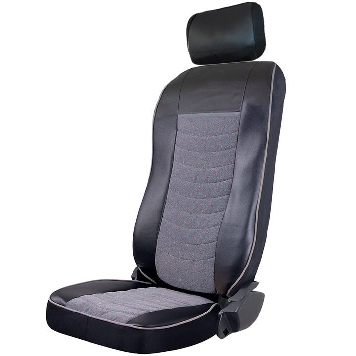 Set 2 huse pentru camion, Smartic®, Model Volvo 2000 – 2004, Material Piele Ecologica si Velur, Negru/Gri