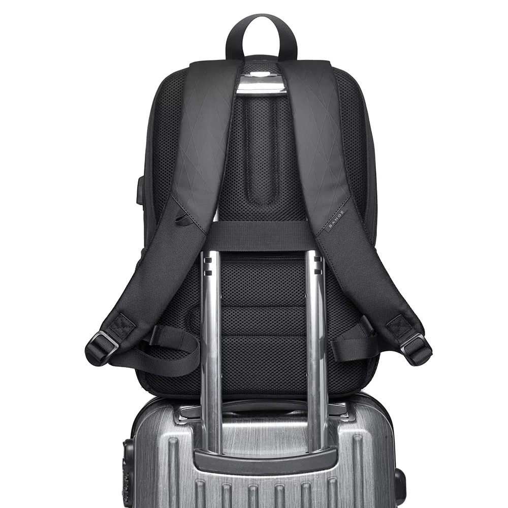 Rucsac laptop 15.6", multifunctional, impermeabil, cu port de incarcare USB, BANGE, 45x32x15 cm, Albastru