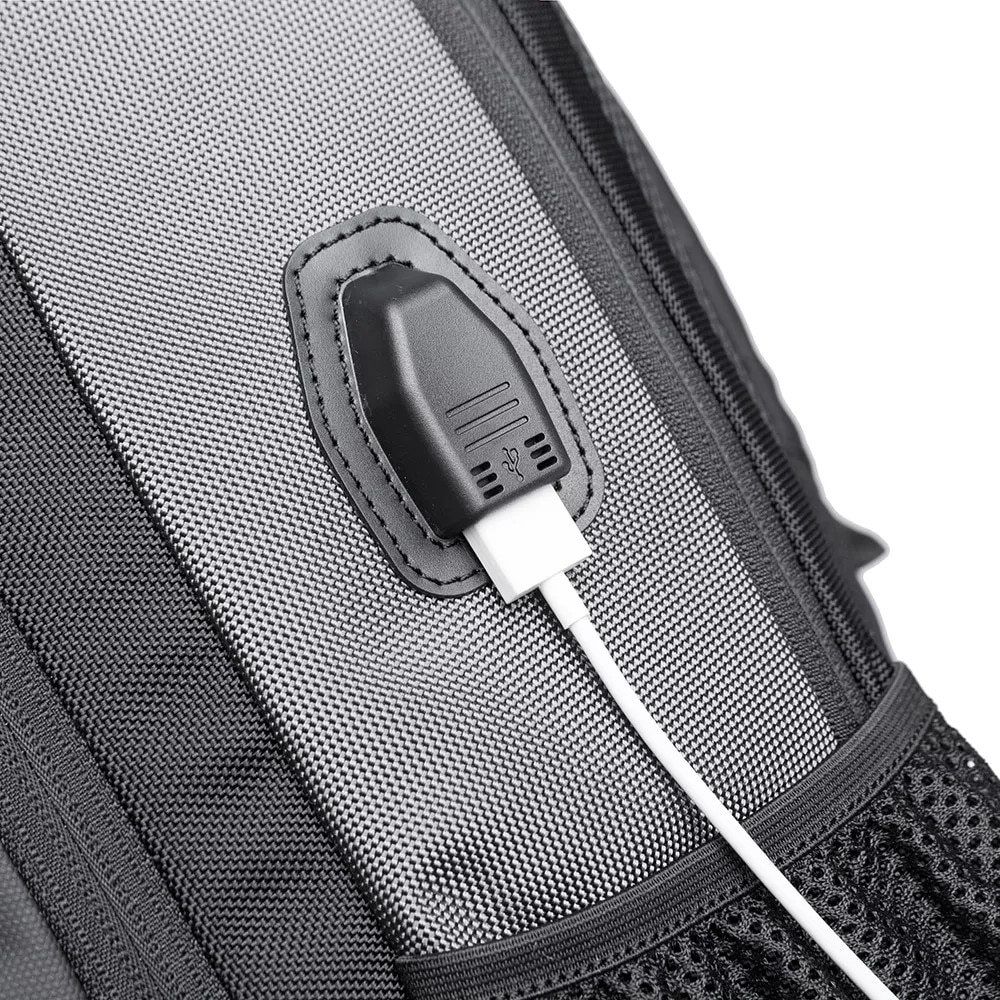 Rucsac laptop 15.6", multifunctional, impermeabil, cu port de incarcare USB, BANGE, 45x32x15 cm, Gri