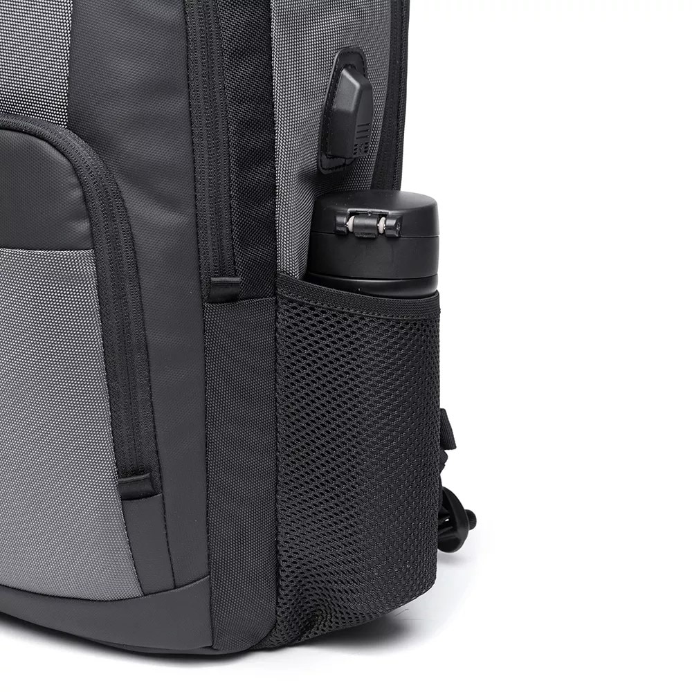 Rucsac laptop 15.6", multifunctional, impermeabil, cu port de incarcare USB, BANGE, 45x32x15 cm, Gri