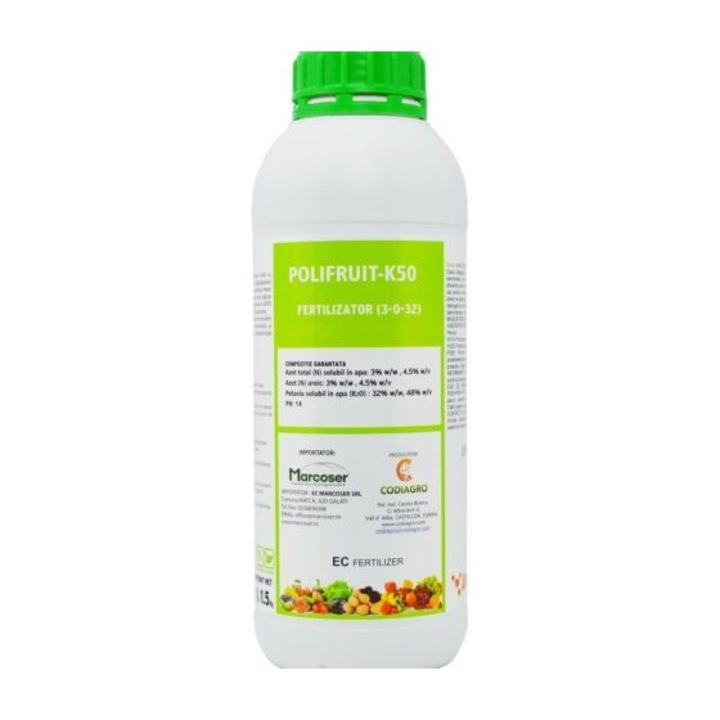 Fertilizant lichid cu potasiu Polifruit-K50, 1 l