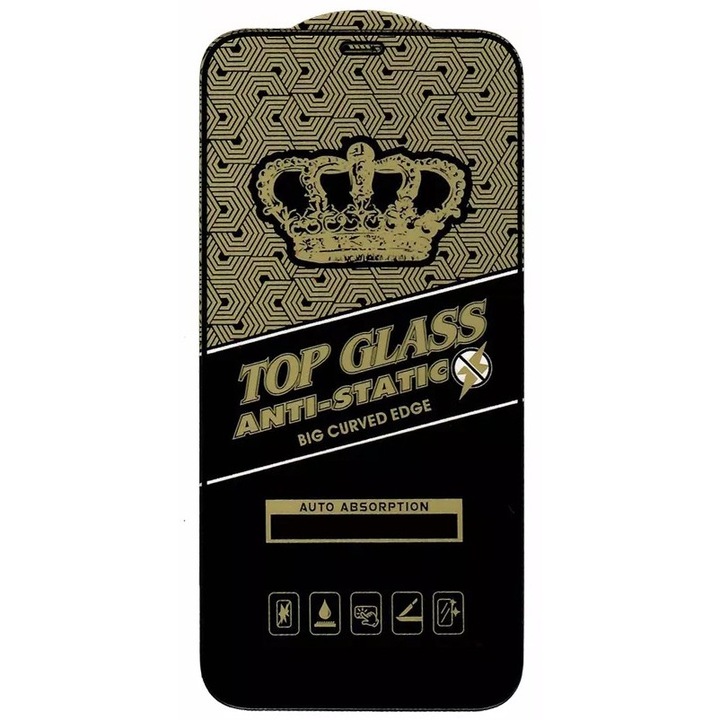 Flippy скрийн протектор за iPhone 13 / 13 Pro/ 14, ESD стъкло, Top Glass, Антистатичен, Черен