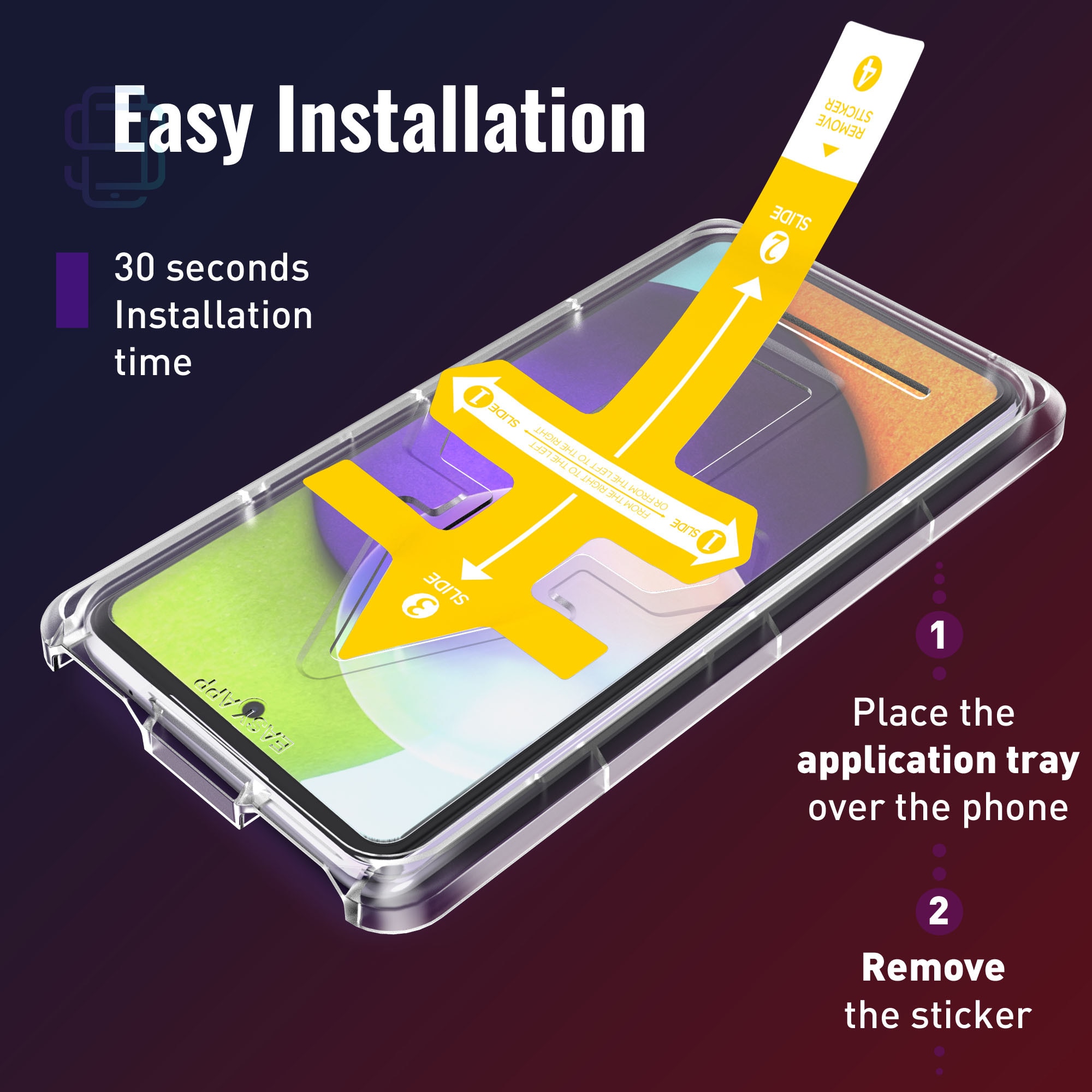 Set 2 Folii sticla compatibil cu Samsung Galaxy A36, DefenSlim, instalare usoara si rapida cu dispozitiv de potrivire automata in 30 sec cu Easy Install Kit patentat, protectie telefon