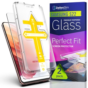 Set 2 Folii sticla compatibil cu Samsung Galaxy S22, DefenSlim, instalare usoara si rapida cu dispozitiv de potrivire automata in 30 sec cu Easy Install Kit patentat, protectie telefon