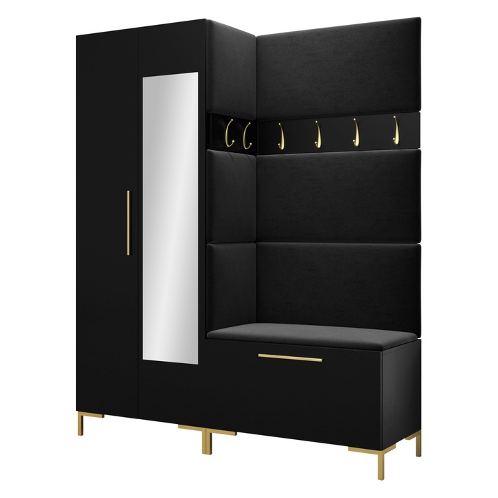 Mobilier pentru hol Frunofta IX, MIRJAN24, negru + negru, 46x196x158 cm