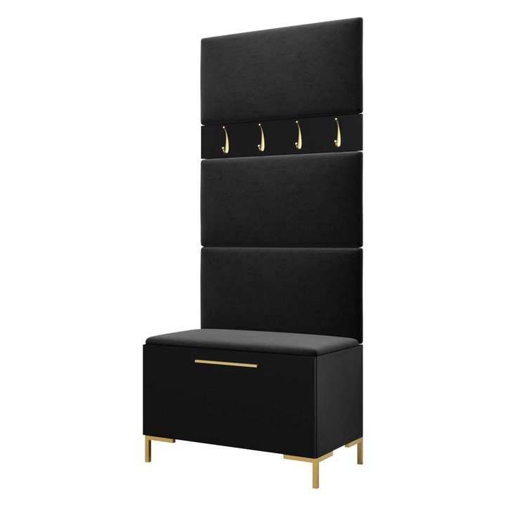 Mobilier pentru hol Frunofta III, MIRJAN24, negru + negru, 46x196x84 cm