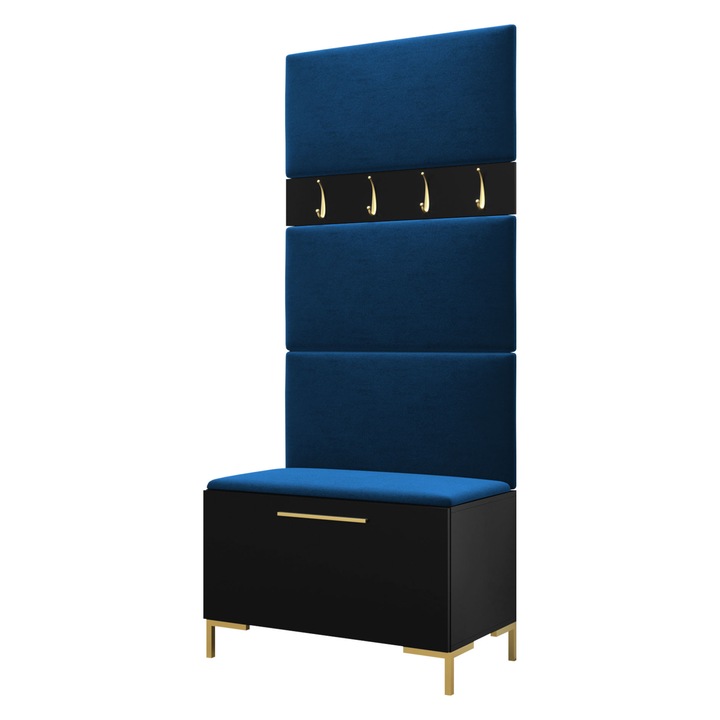 Mobilier pentru hol Frunofta III, MIRJAN24, negru + albastru, 46x196x84 cm