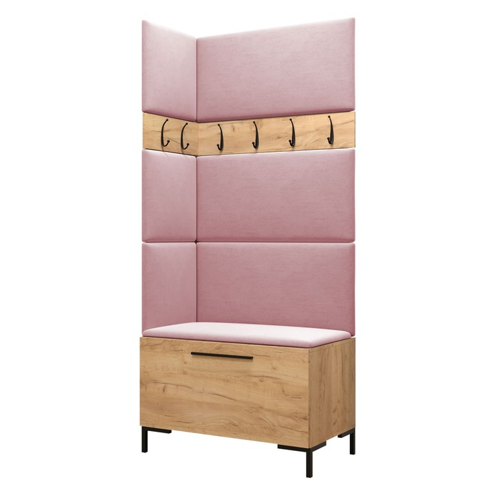 Mobilier pentru hol Frunofta IV, MIRJAN24, craft auriu + roz, 46x196x84 cm