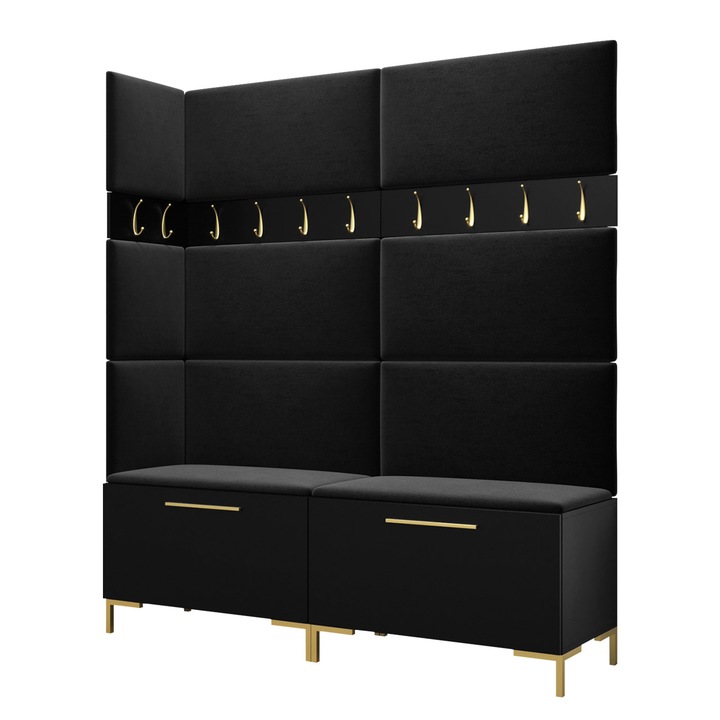 Mobilier pentru hol Frunofta V, MIRJAN24, negru + gri, 46x196x168 cm