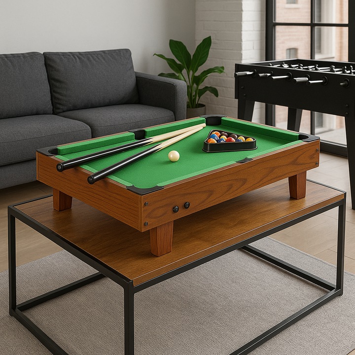 Masa de biliard portabila din lemn geniala, Classic 9 compacta, Leomark, 91,5 x 51 x 20 cm