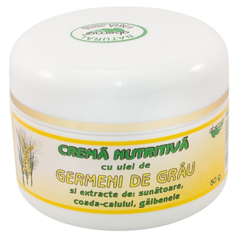 Crema nutritiva cu ulei germeni grau si extracte de: sunatoare, coada calului, galbenele. 50 grame