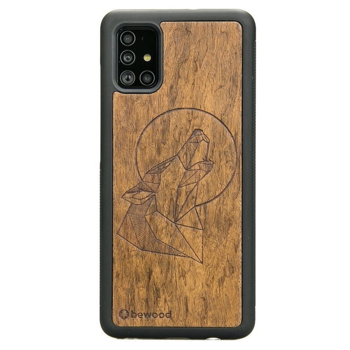 Husa pentru Samsung Galaxy A71, BEWOOD, Silicon/Lemn, Maro