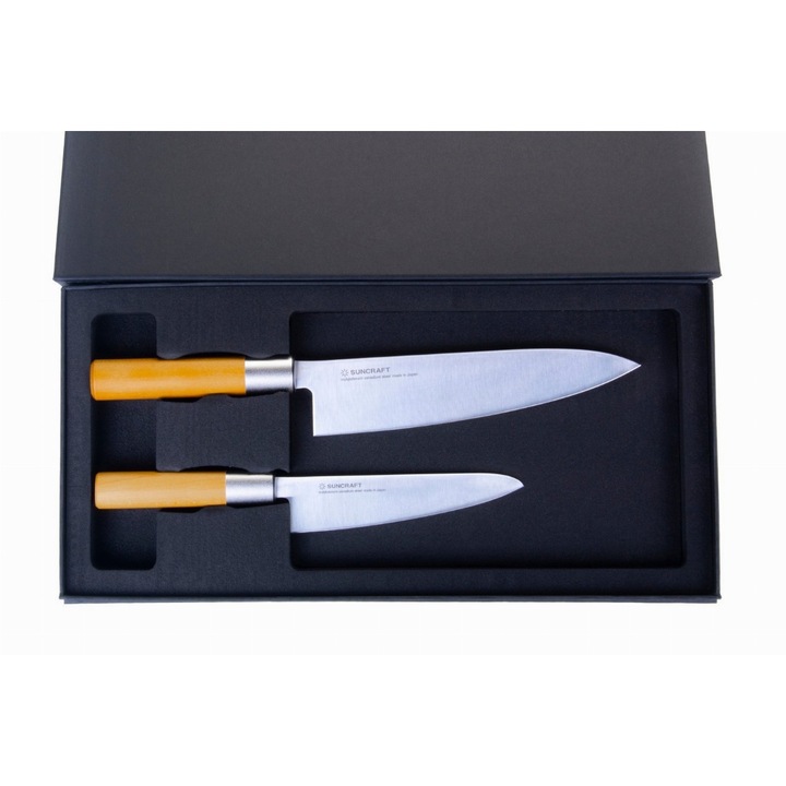 Set 2 cutite Senzo, Suncraft, Otel/Lemn, Maro