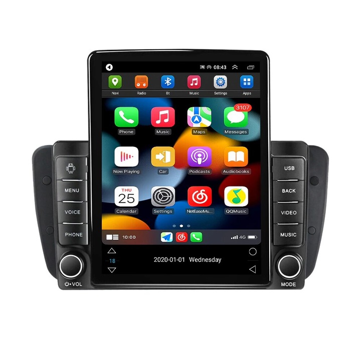 Navigatie Seat Ibiza din 2009-2013, NAVIGPS, Display TESLA 9.5 inch, 2GB RAM si 32GB ROM, Wireless Carplay si Android Auto, Procesor Octacore, Slot sim 4G, Sunet DSP, Camera Marsarier, Bluetooth, USB, Wi Fi, Radio