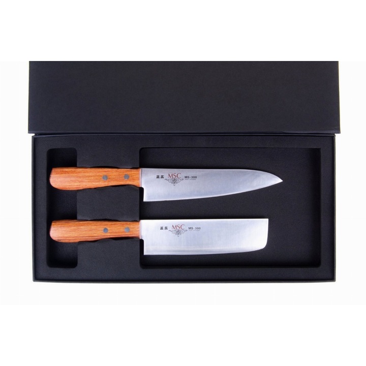 Set 2 cutite, Masahiro, Otel/Lemn, 18/16cm, Maro
