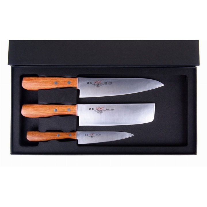 Set 3 cutite MSC, Masahiro, Otel/Lemn, Maro