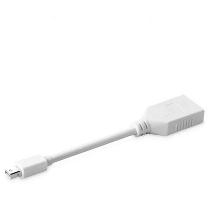 Видео адаптер, mini DP мъжки към DP женски конектори, Thunderbolt 2, 4K, 60 Hz, 15 cm, бял