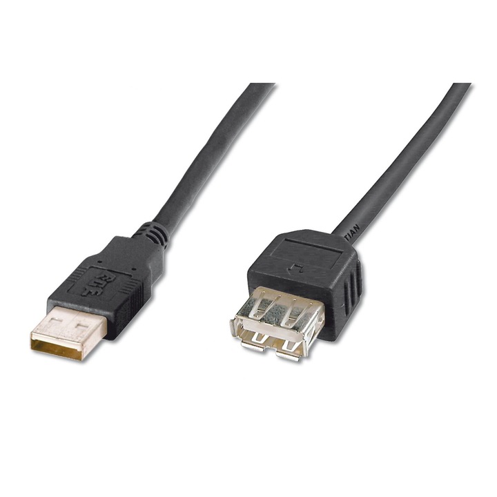 Assmann USB extension cable, type A 3m Black, 152031, Kábel