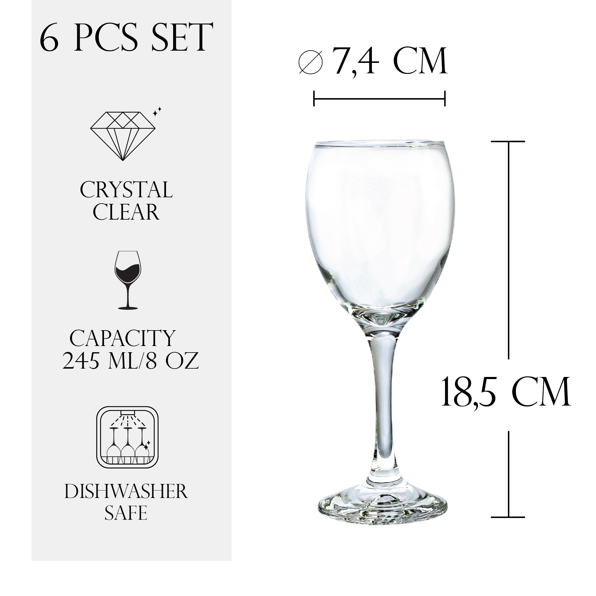 Set 6 pahare, Italian Design, Wine glass, 245 ml eMAG.ro