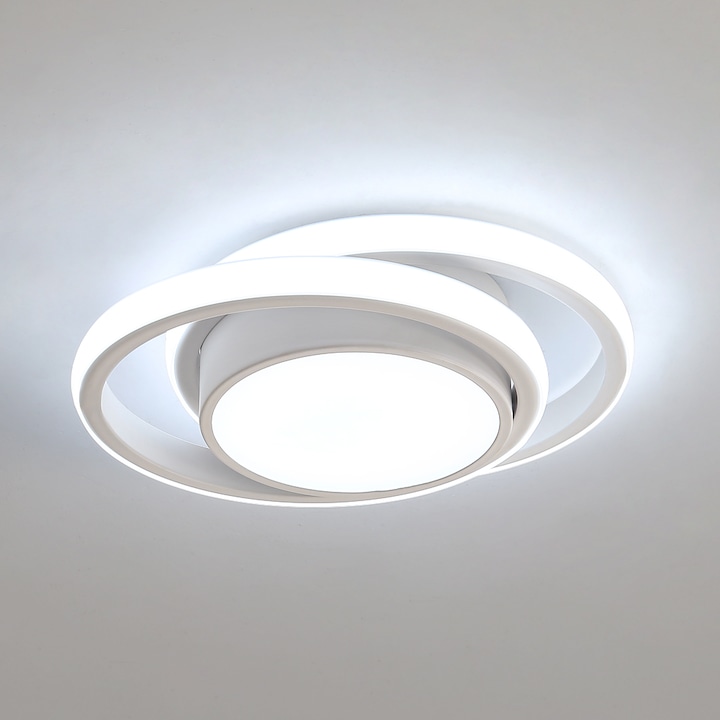 LED плафон, Goeco, Алуминий, Кръгъл, 2500LM, Студено бяло 6000K, Диаметър 28 см, 220V, Бял