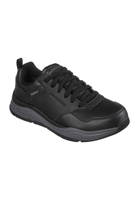 Skechers, Pantofi sport impermeabili de piele cu insertii de piele ecologica Bengao-Hombre, Negru, Gri inchis, 41