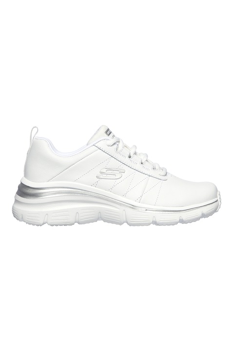 Skechers, Pantofi sport de piele ecologica cu garnituri de piele Fit-Effortless, Alb