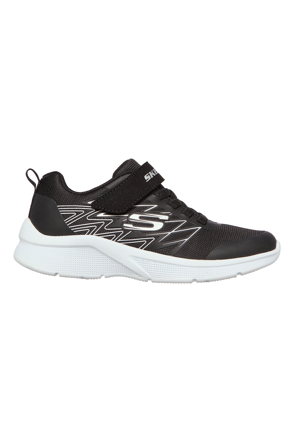 Skechers, Pantofi sport cu velcro Microspec Texlor, Alb, Negru stins, 31 EU