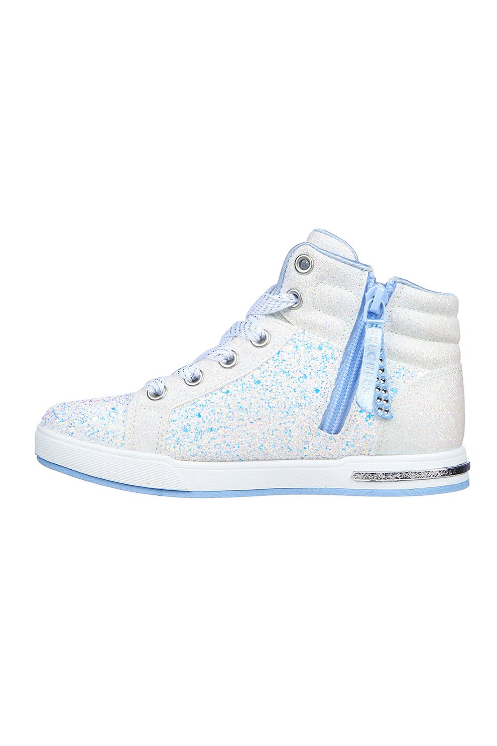 Skechers, Кецове Shoutouts с бляскав ефект, Бял, Син, Сребрист, 31 EU ...
