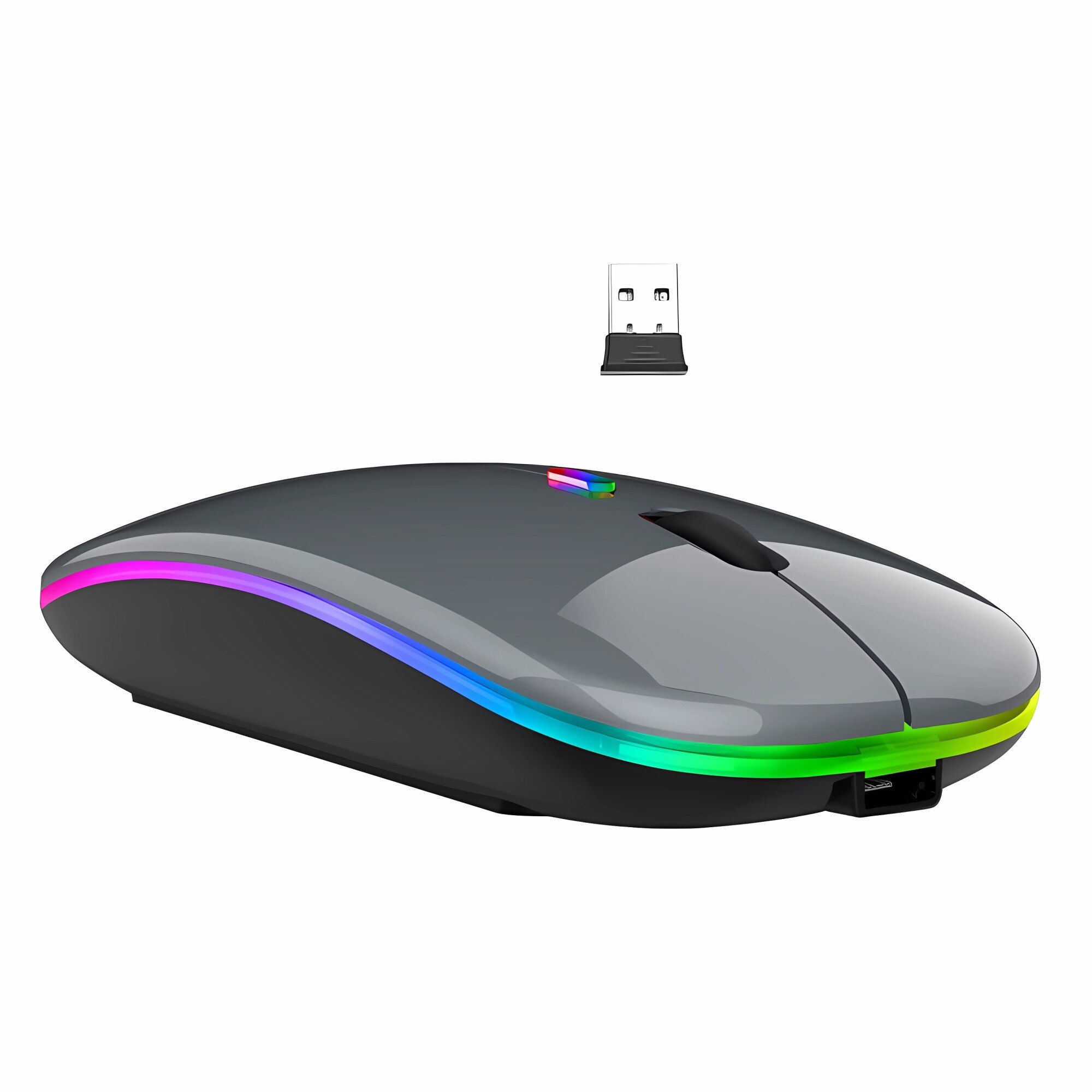 Mouse Bervolo® RGB, Dual Wireless USB si Bluetooth, Ultra-Subtire ...