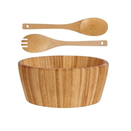 Set 3 bucati salatiera bambus natural 20 x 9 x 20 cm