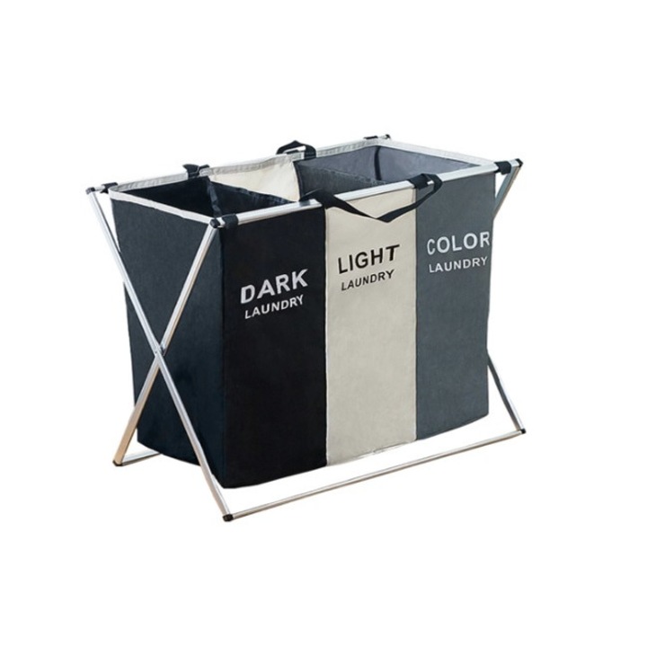 Cos de rufe cu 3 compartimente, QNDL, cadru aluminiu, 62 x 34 x 56 cm, 135L