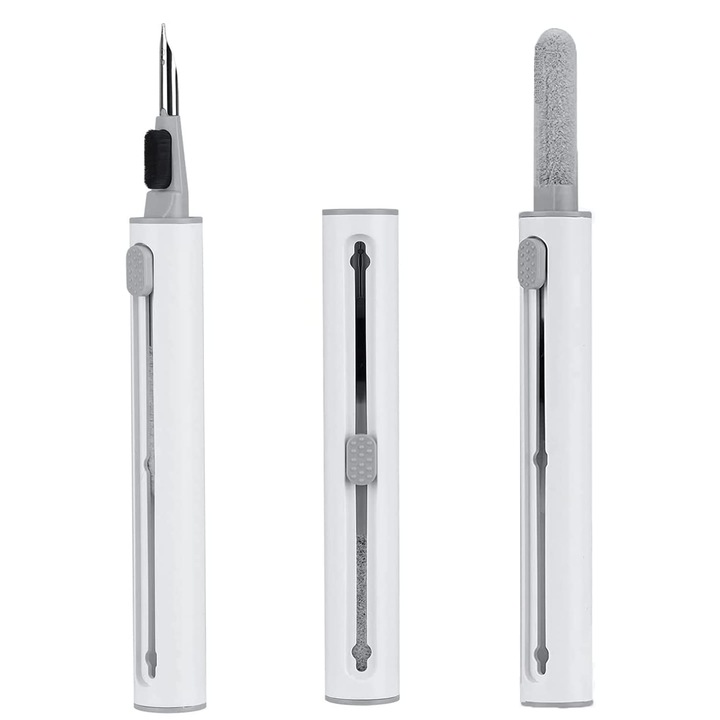 Kit de curatare casti 3 in 1 pentru AirPods, Earbuds, casti wireless, smartphone, Ideas4comfort, universal, alb