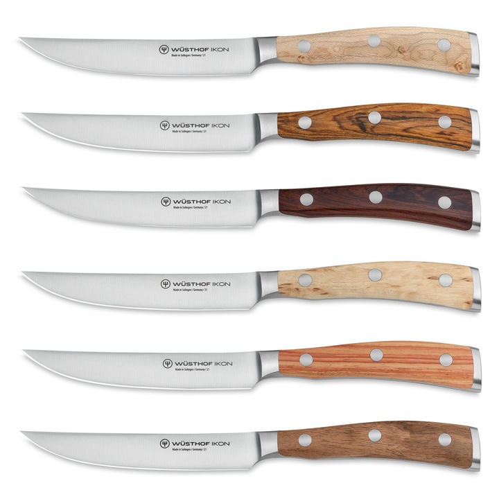 Set 6 cutite de friptura, WÜSTHOF, 12 cm, Otel, Maro