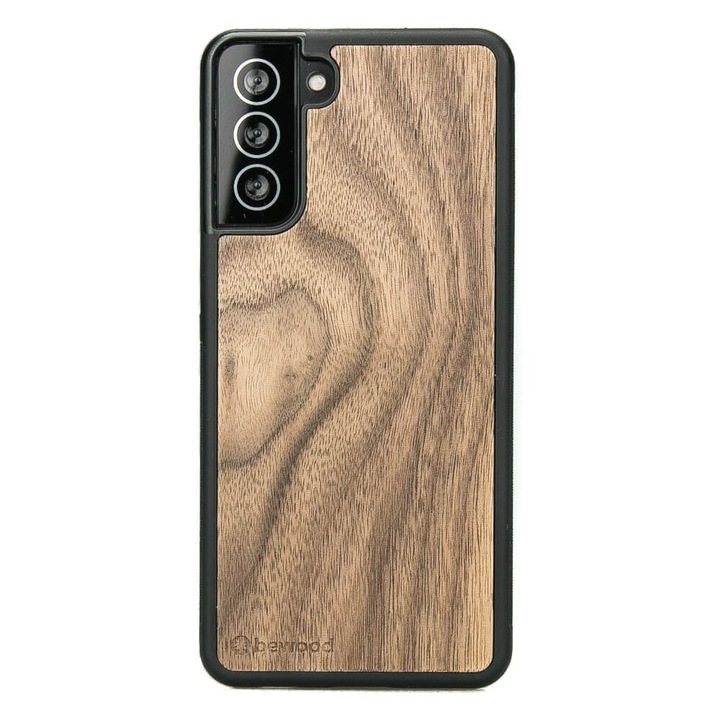Husa Samsung Galaxy S21, Bewood, Lemn, Negru/Maro