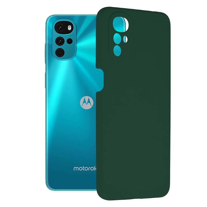 Защитен калъф AZIAO с двойна структура за Motorola Moto G22, фина вътрешност от микрофибър против надраскване и силиконова външна част против залепване, абсорбиращ удар, оксфордско зелено