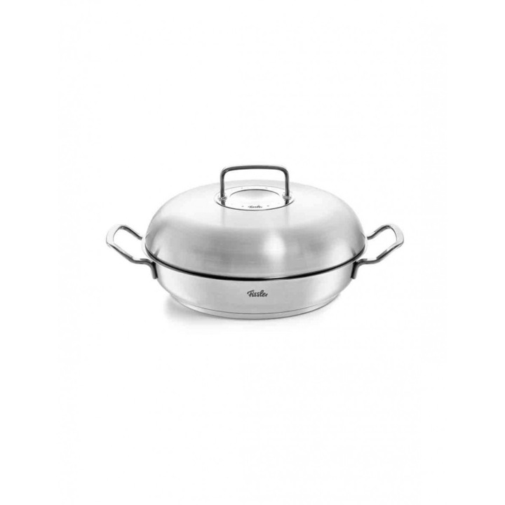 Тиган с капак, Fissler, 24 см, Неръждаема стомана, Сребрист