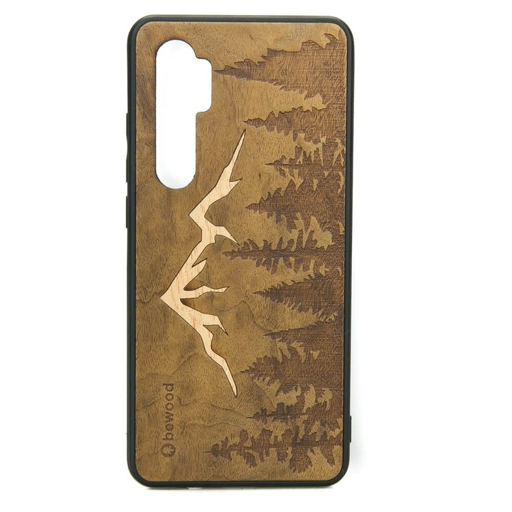 Husa pentru Xiaomi Mi Note 10 Lite, BEWOOD, Silicon/Lemn, Maro