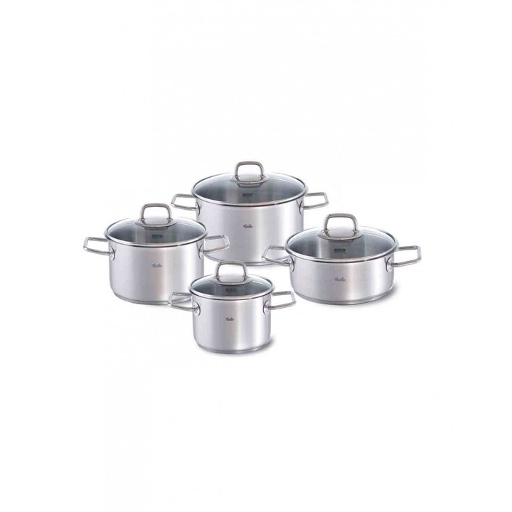 Set de bucatarie, Fissler, 4 piese, Otel inoxidabil, Argintiu