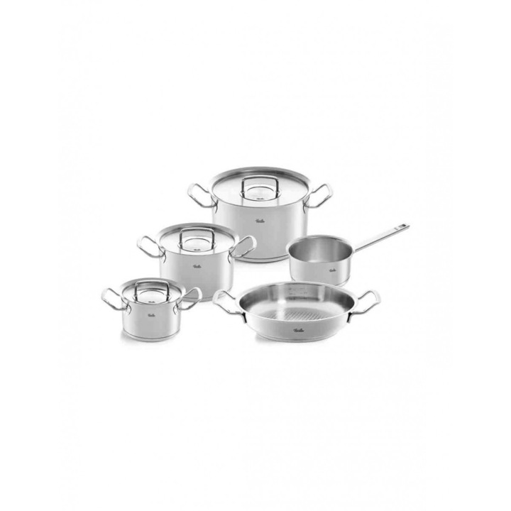 Set de bucatarie, Fissler, 5 piese, Otel inoxidabil, Argintiu
