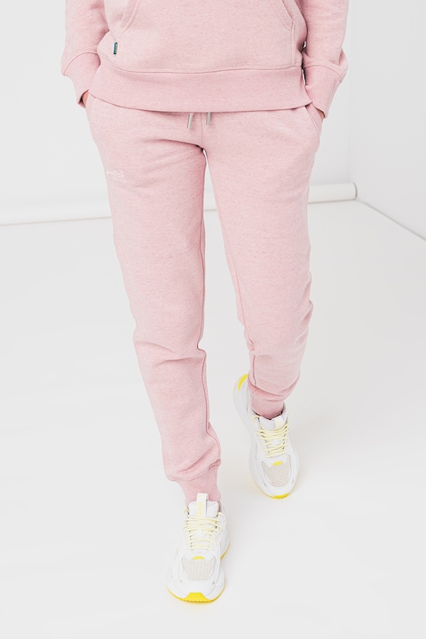 SUPERDRY, Спортен панталон с лого и връзка, Прашно розово
