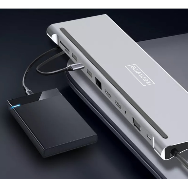 Докинг Станция Хъб 12в1, Zenwire, USB-C RJ45 2x HDMI 4K M1 - eMAG.bg