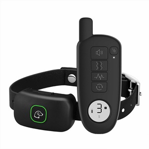 Zgarda Electrica Smart pentru Dresaj Caini cu Telecomanda, Reincarcabila, Rezistenta la Apa si Praf, Curea de Piele, Cablu mini USB, Neagra