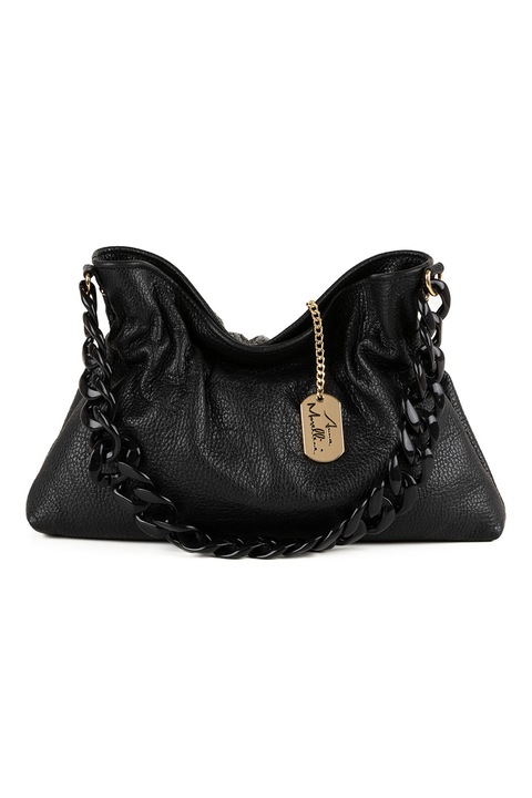 Anna Morellini, Кожена ръчна чанта с дръжка с верижка, Черен