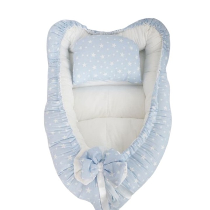 Coccoo Bebe Kidizi Baby Babafészek, huzat 100% pamut, 110x70 cm, Galaxy kék/fehér
