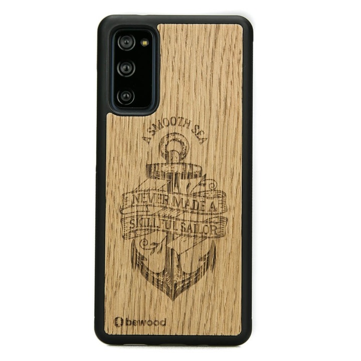 Husa Samsung Galaxy S20 FE 5G, Bewood, Lemn, Negru/Maro