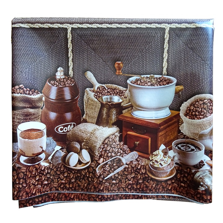 Fata de masa tip musama ND, 500x140 cm, pvc pe textil, decor cafea CRJ8